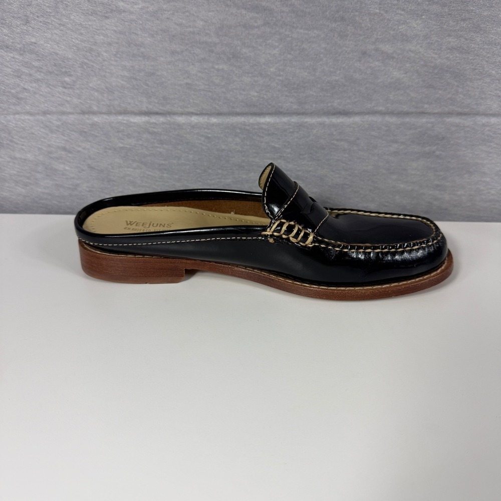 G.H. Bass Weejuns Womens‎ 6M Wynn Mule Penny Loafer Black Patent Leather Slip On